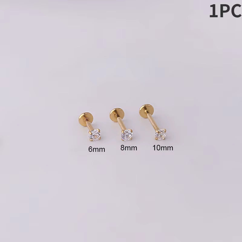 1Pc Stainless Steel Piercing Stud Crystal Ear Studs Helix Cartilage Earring for Women Piercing Body Jewelry Accessories Gift
