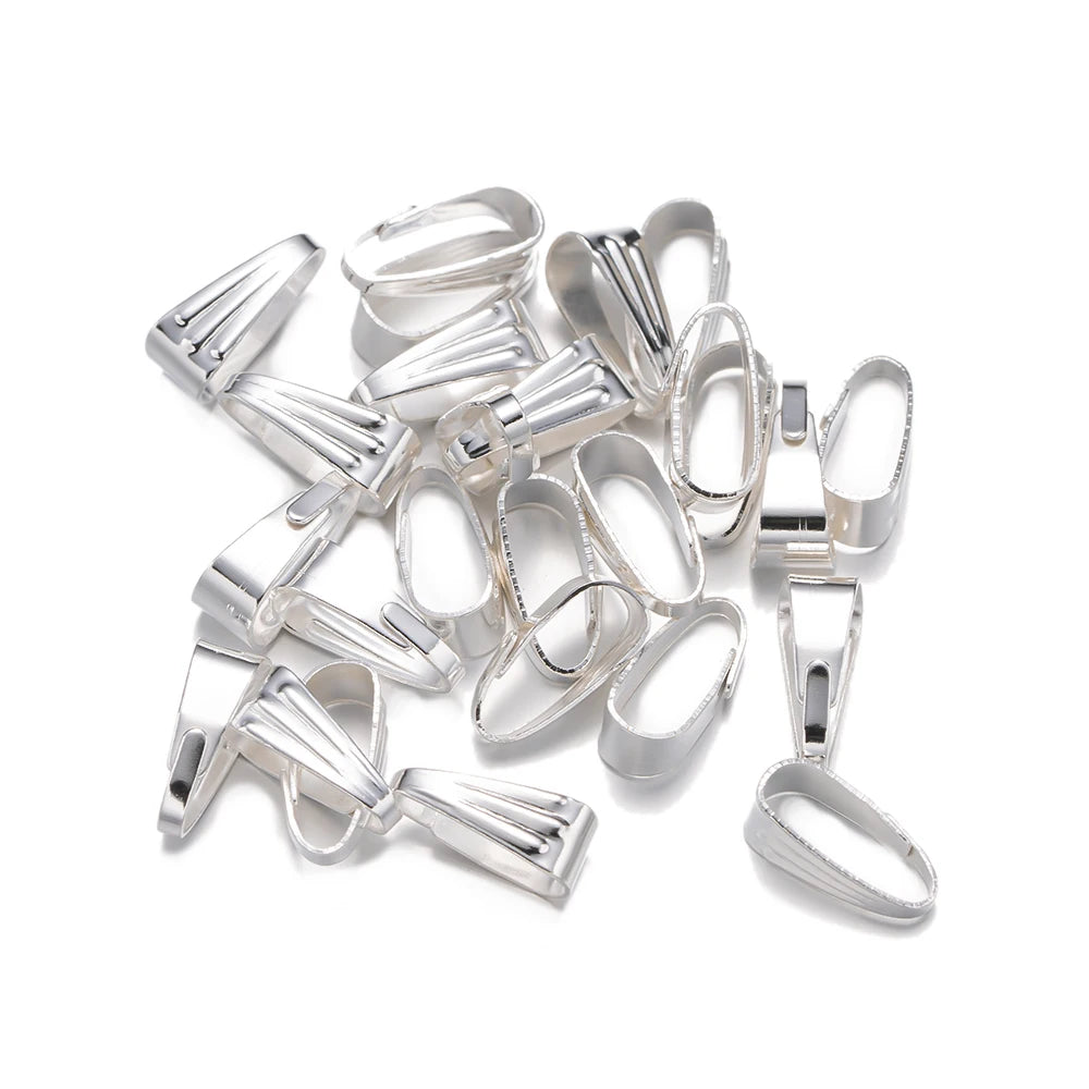 200Pcs 7/8/10Mm Metal Pendant Clips Suspension Mount Clasps Pinch Connectors for DIY Jewelry Making Create Accessories Supplies