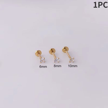 1Pc Stainless Steel Piercing Stud Crystal Ear Studs Helix Cartilage Earring for Women Piercing Body Jewelry Accessories Gift