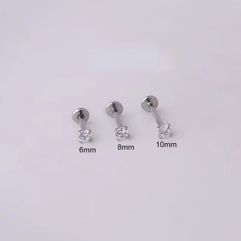 1Pc Stainless Steel Piercing Stud Crystal Ear Studs Helix Cartilage Earring for Women Piercing Body Jewelry Accessories Gift