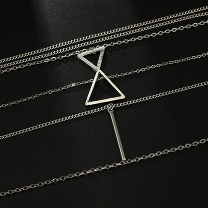 Triangle Bar Pendant Multilayer Women'S Necklace