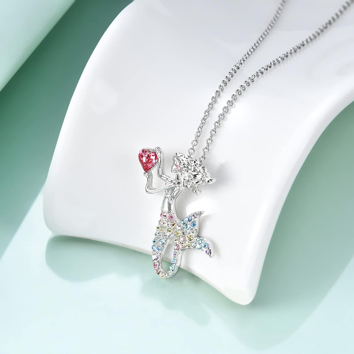 Little Mermaid Necklaces for Girls,Unicorn Birthstone Pendant Jewelry Gifts Set for Women Teens