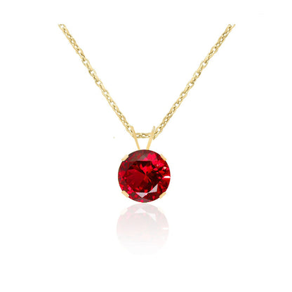 4 Carat round Ruby 18 Inch Necklace in Earring Set 24K Gold Plated | New Year Jewelry Gift for Her Women Girls