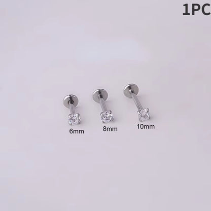 1Pc Stainless Steel Piercing Stud Crystal Ear Studs Helix Cartilage Earring for Women Piercing Body Jewelry Accessories Gift