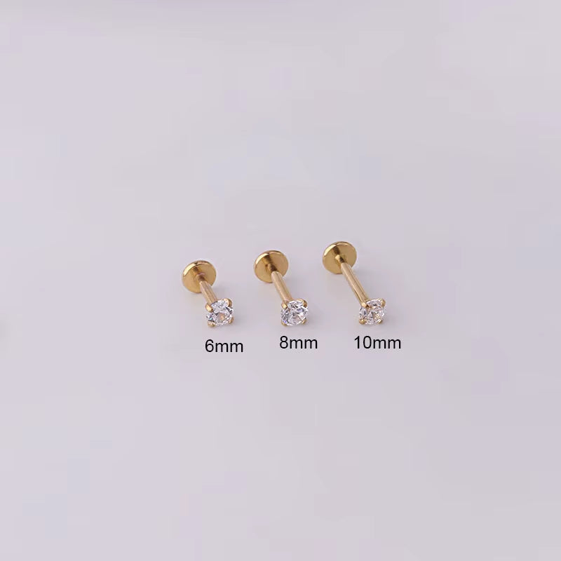 1Pc Stainless Steel Piercing Stud Crystal Ear Studs Helix Cartilage Earring for Women Piercing Body Jewelry Accessories Gift