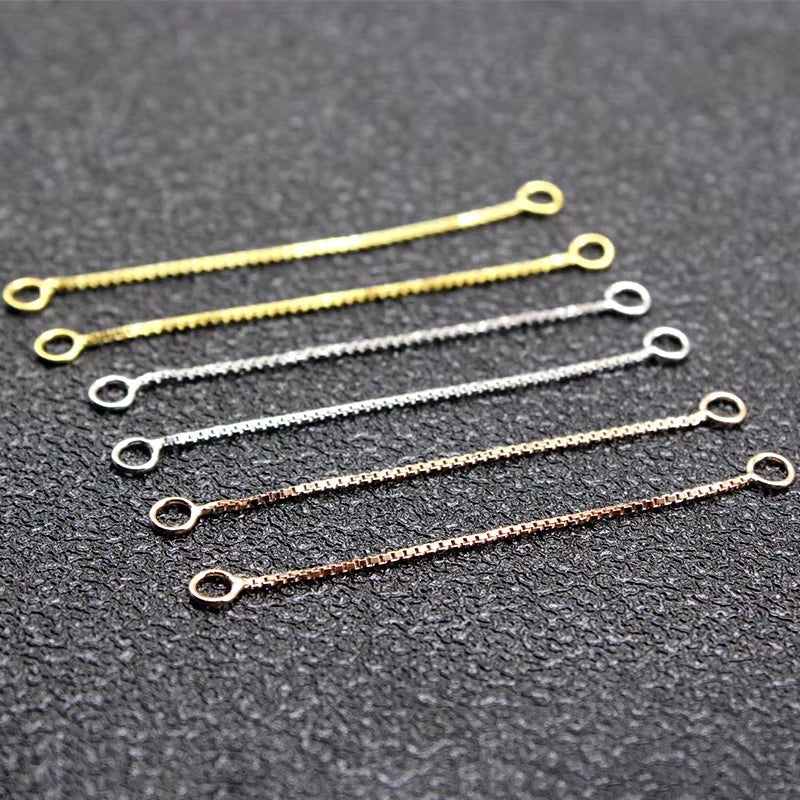 4Pcs Rose Gold 925 Sterling Silver Jewelry Box Chain Silver Extender Chain for Jewelry Making DIY Extended Chain Jewelry Finding