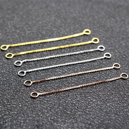 4Pcs Rose Gold 925 Sterling Silver Jewelry Box Chain Silver Extender Chain for Jewelry Making DIY Extended Chain Jewelry Finding