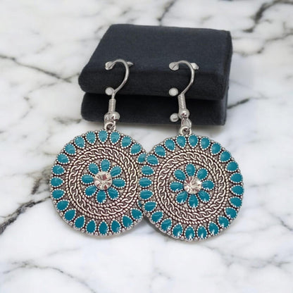 Moroccan Earnings Silver Necklace / Antique Silver Minimalist Dangle Earnings / Bohemian Earnings / Drop Earnings for Women / Gift for Her