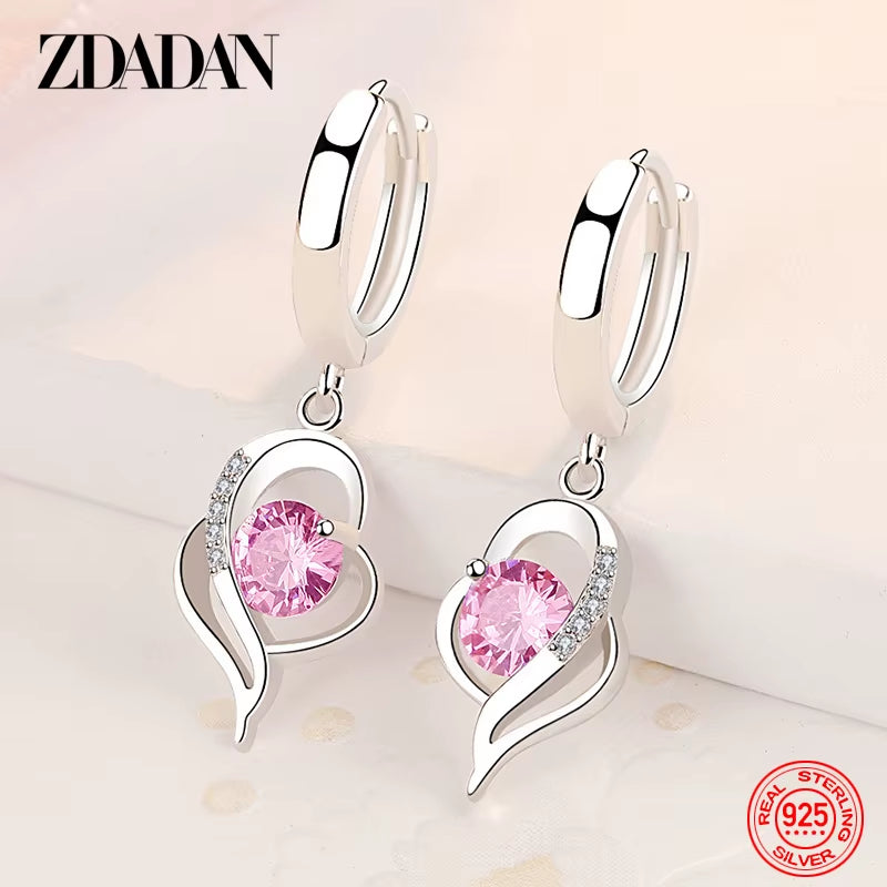 925 Sterling Silver Crystal Zircon Earring for Women Fashion Jewelry