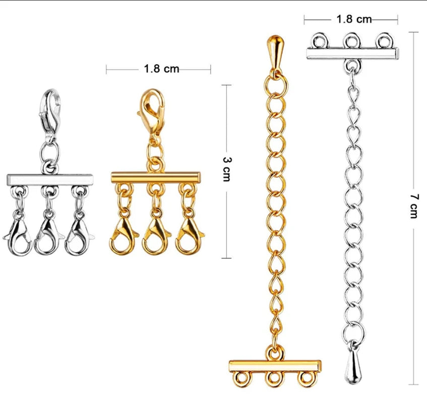 2Sets Multi Strand Lobster Clasps Extender Chain Necklace Bracelet Connectors Hooks for DIY Jewelry Making Supplies Accessories