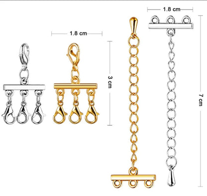 2Sets Multi Strand Lobster Clasps Extender Chain Necklace Bracelet Connectors Hooks for DIY Jewelry Making Supplies Accessories