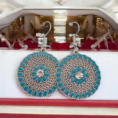 Moroccan Earnings Silver Necklace / Antique Silver Minimalist Dangle Earnings / Bohemian Earnings / Drop Earnings for Women / Gift for Her