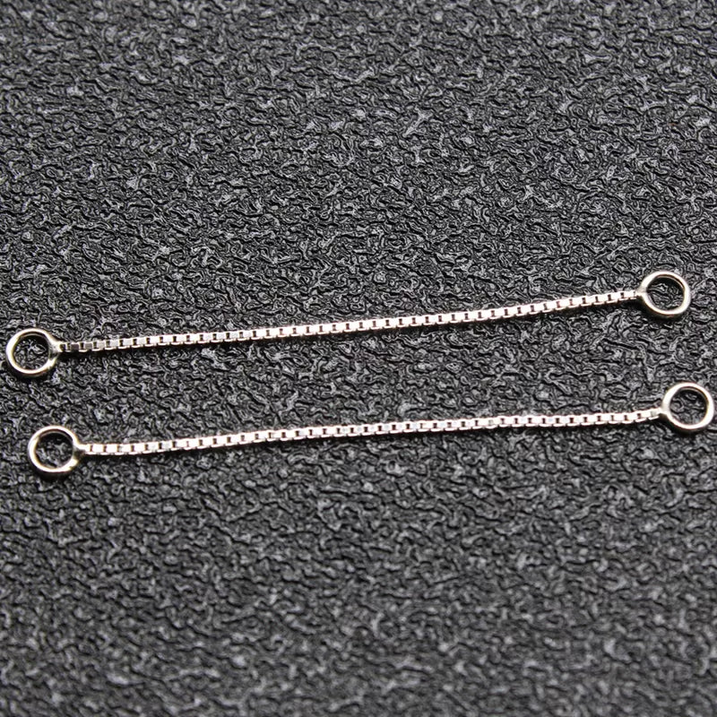 4Pcs Rose Gold 925 Sterling Silver Jewelry Box Chain Silver Extender Chain for Jewelry Making DIY Extended Chain Jewelry Finding