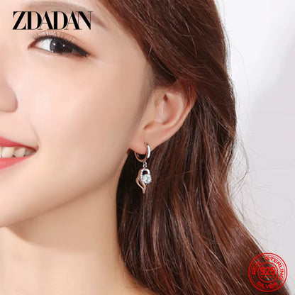 925 Sterling Silver Crystal Zircon Earring for Women Fashion Jewelry