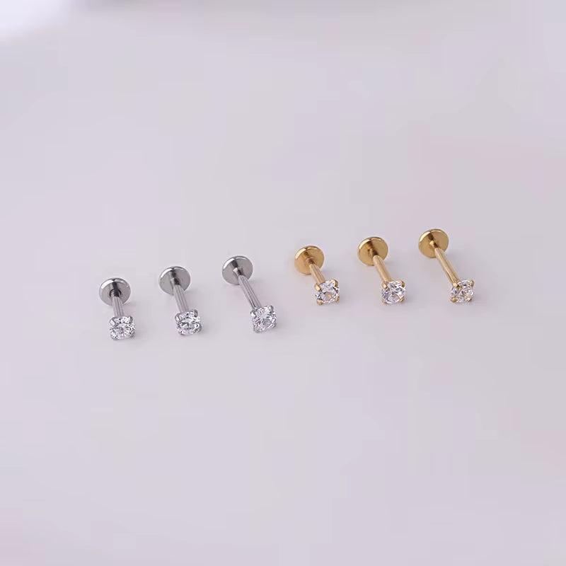 1Pc Stainless Steel Piercing Stud Crystal Ear Studs Helix Cartilage Earring for Women Piercing Body Jewelry Accessories Gift