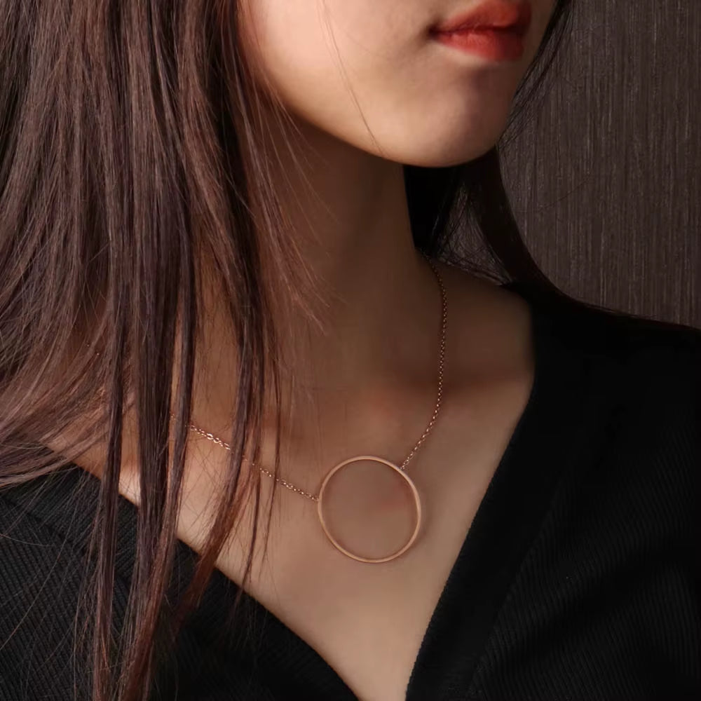 ZUUZ Minimalism Stainless Steel Chain Choker Circle Best Friends Pendant Necklace Women Accessories Chocker Neckless