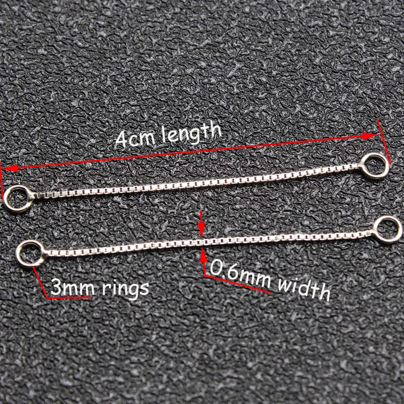 4Pcs Rose Gold 925 Sterling Silver Jewelry Box Chain Silver Extender Chain for Jewelry Making DIY Extended Chain Jewelry Finding