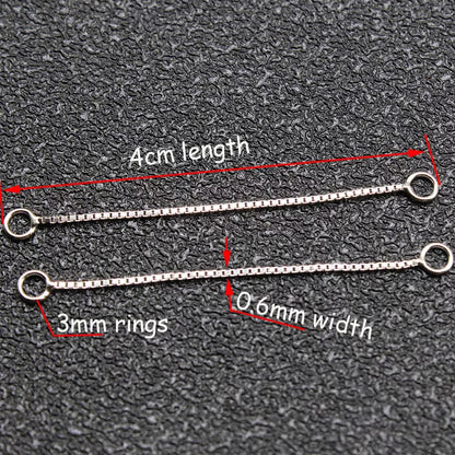 4Pcs Rose Gold 925 Sterling Silver Jewelry Box Chain Silver Extender Chain for Jewelry Making DIY Extended Chain Jewelry Finding