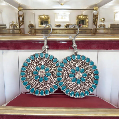 Moroccan Earnings Silver Necklace / Antique Silver Minimalist Dangle Earnings / Bohemian Earnings / Drop Earnings for Women / Gift for Her