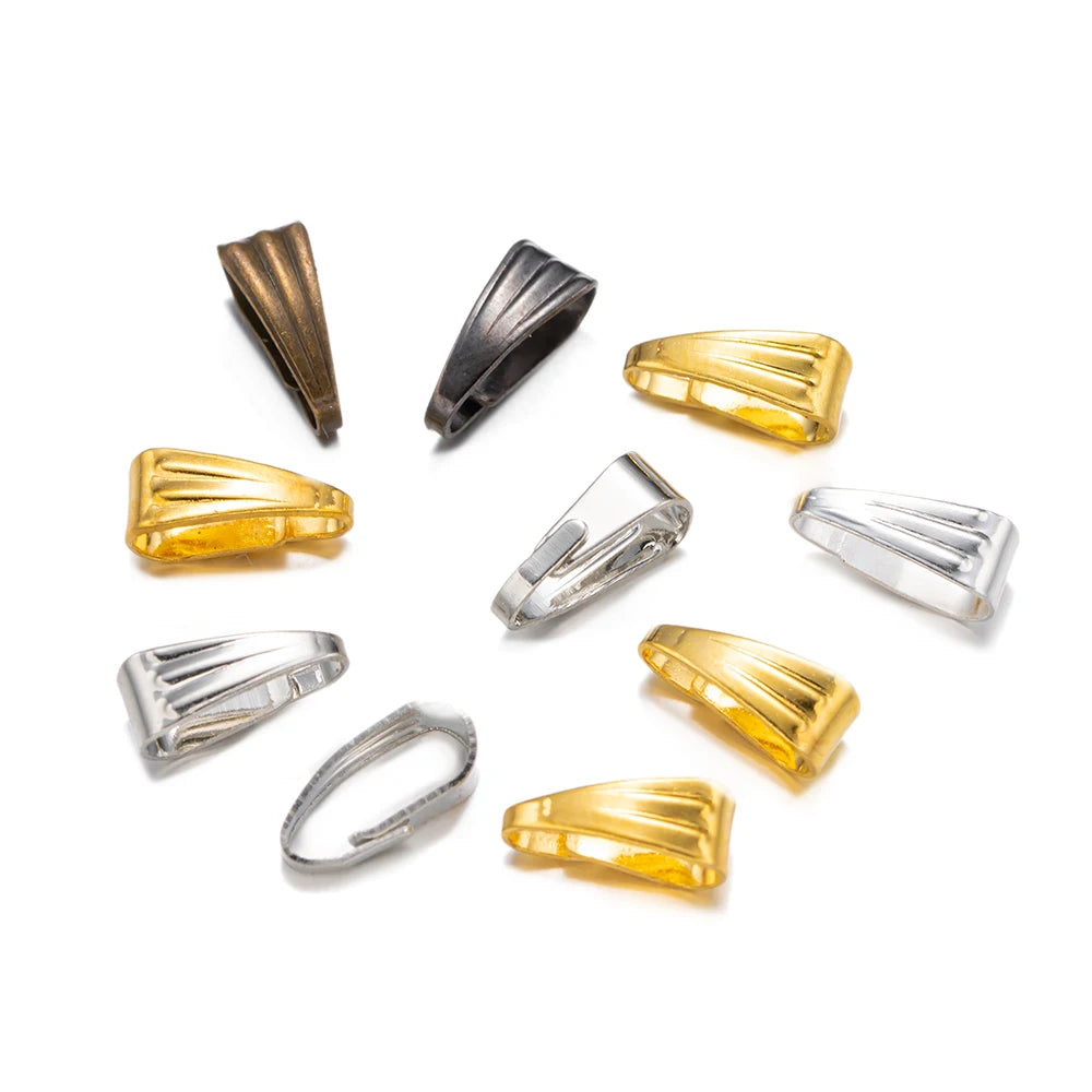 200Pcs 7/8/10Mm Metal Pendant Clips Suspension Mount Clasps Pinch Connectors for DIY Jewelry Making Create Accessories Supplies