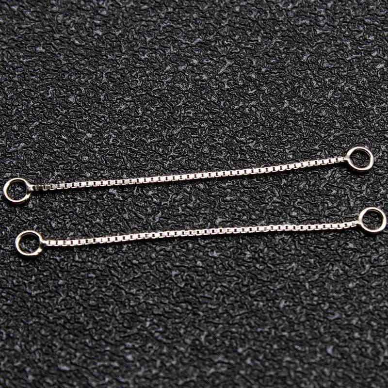 4Pcs Rose Gold 925 Sterling Silver Jewelry Box Chain Silver Extender Chain for Jewelry Making DIY Extended Chain Jewelry Finding