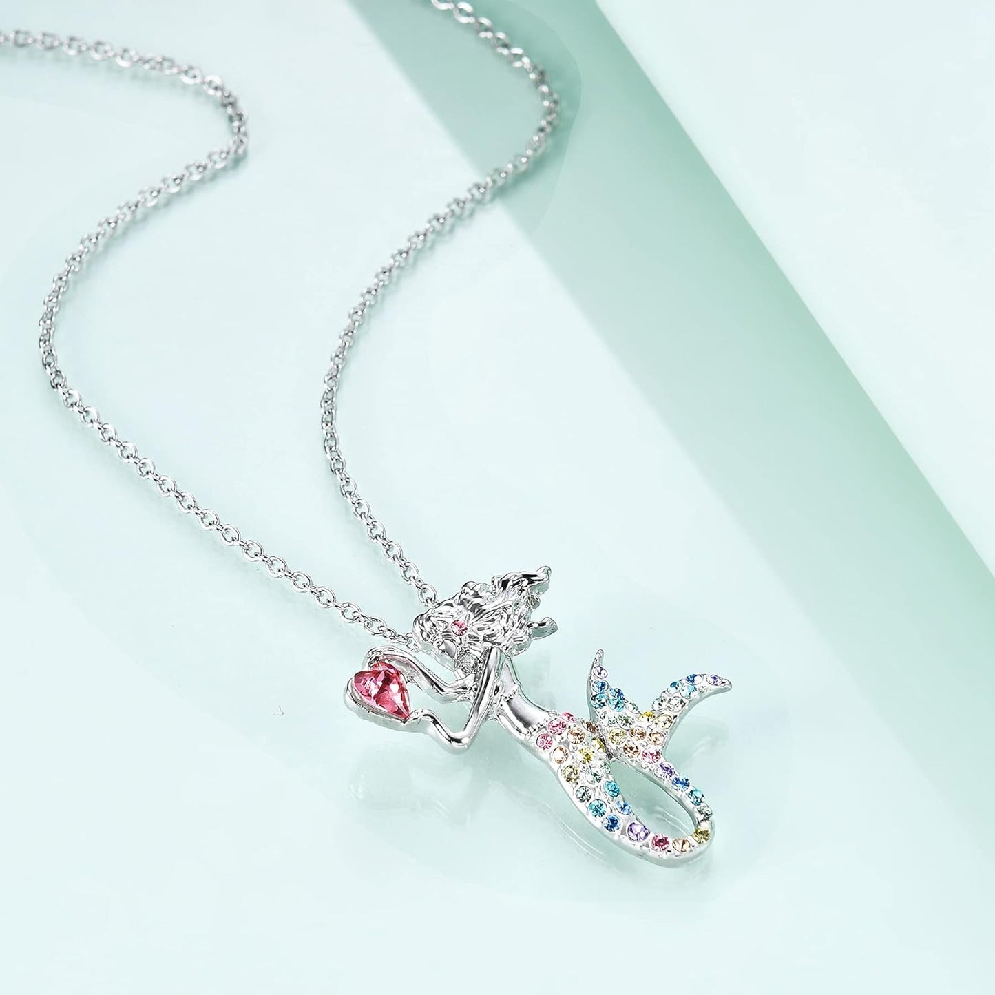 Little Mermaid Necklaces for Girls,Unicorn Birthstone Pendant Jewelry Gifts Set for Women Teens