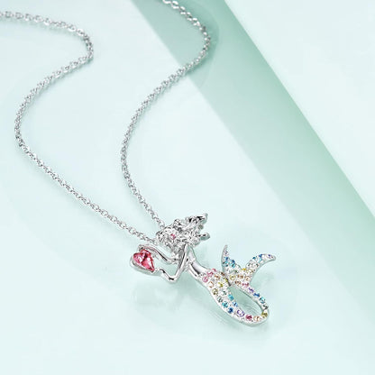 Little Mermaid Necklaces for Girls,Unicorn Birthstone Pendant Jewelry Gifts Set for Women Teens