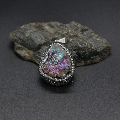 Natural Stone Pendant Irregular Shape Crystal Set Drill Exquisite Charm for Jewelry Making DIY Necklace Earrings Accessories