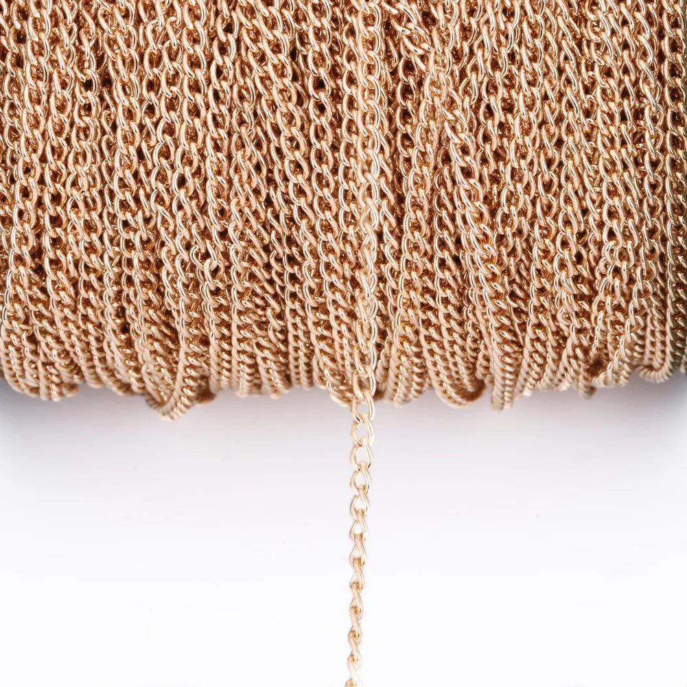 2M 2.5/3.5/4.5Mm Gold Plated Chain for DIY Necklace Extension Needlework Jewelry Findings Making Accessories Supplies Wholesale