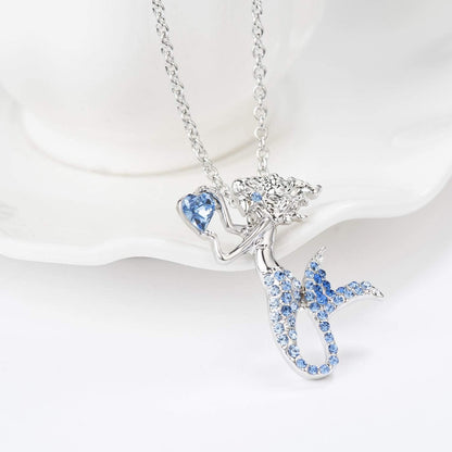 Little Mermaid Necklaces for Girls,Unicorn Birthstone Pendant Jewelry Gifts Set for Women Teens