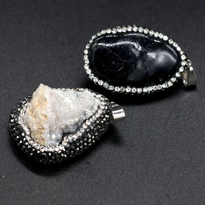 Natural Stone Pendant Irregular Shape Crystal Set Drill Exquisite Charm for Jewelry Making DIY Necklace Earrings Accessories